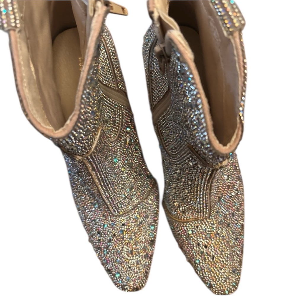 Glittering Rhinestone Ankle Booties size 8 - Picture 3 of 4